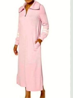 New QVC Carole Hochman Women's 48" Half Zip Mauve Fleece Lounger / Medium